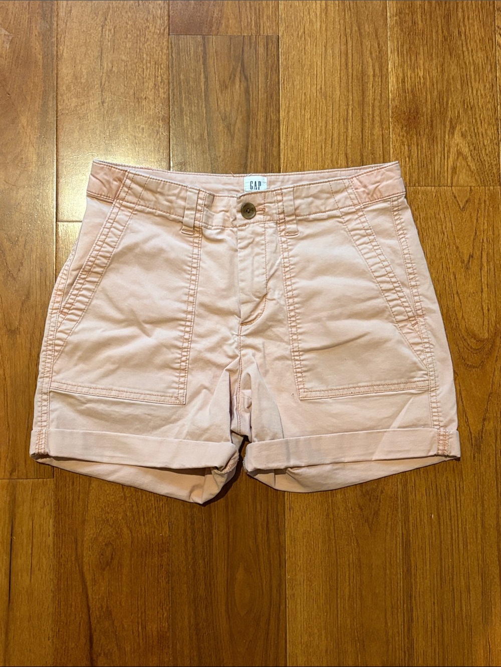 GAP Women's Pink Rolled-Hem Cotton Bermuda Shorts